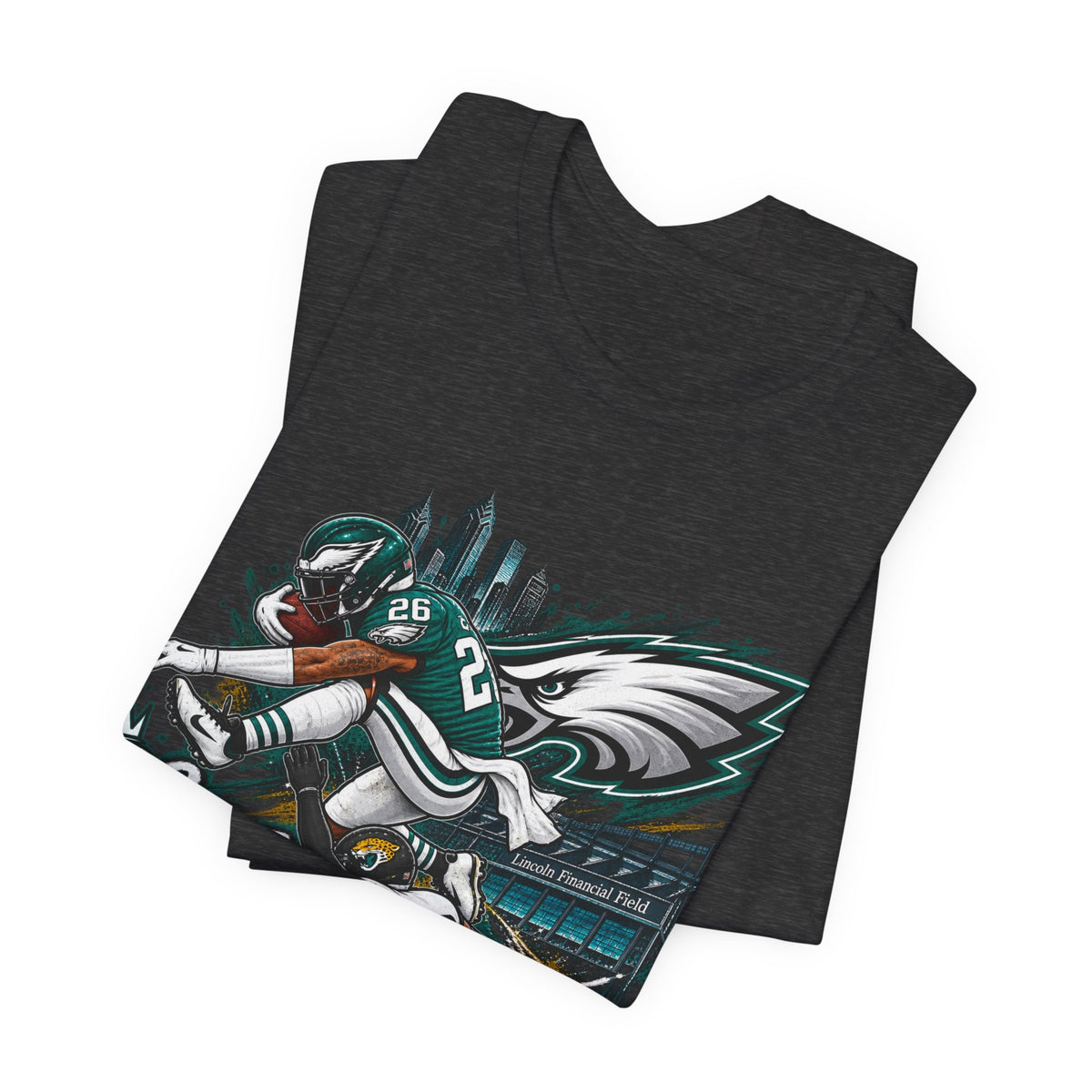 Saquon Barkley #26 Philadelphia Eagles Reverse Hurdle “Go Birds” Graphic Tee