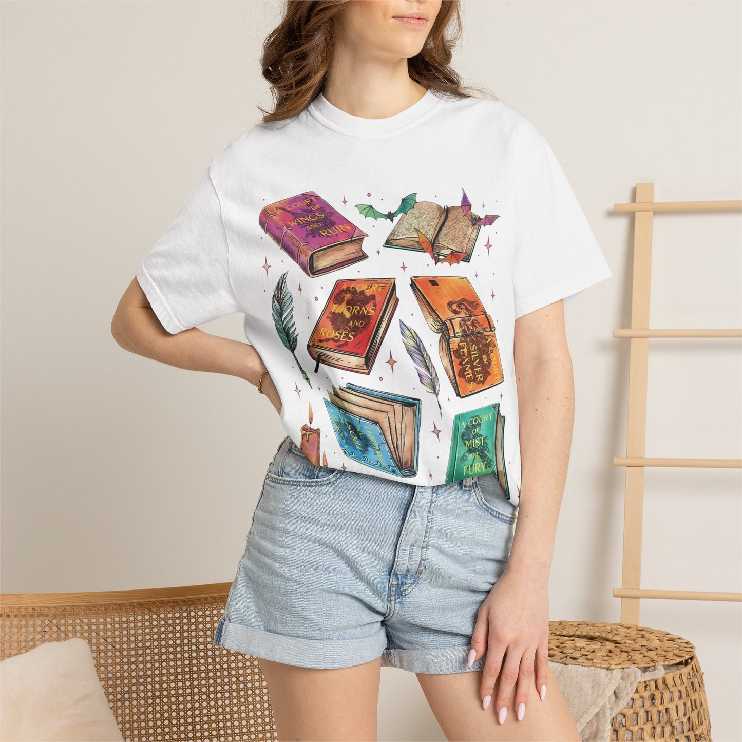 A Court of Thorns and Roses Tee — Magical Bookshelf Graphic T‑Shirt