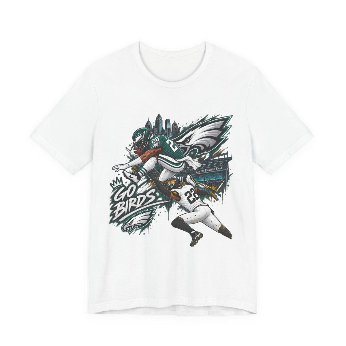 Saquon Barkley #26 Philadelphia Eagles Reverse Hurdle “Go Birds” Graphic Tee