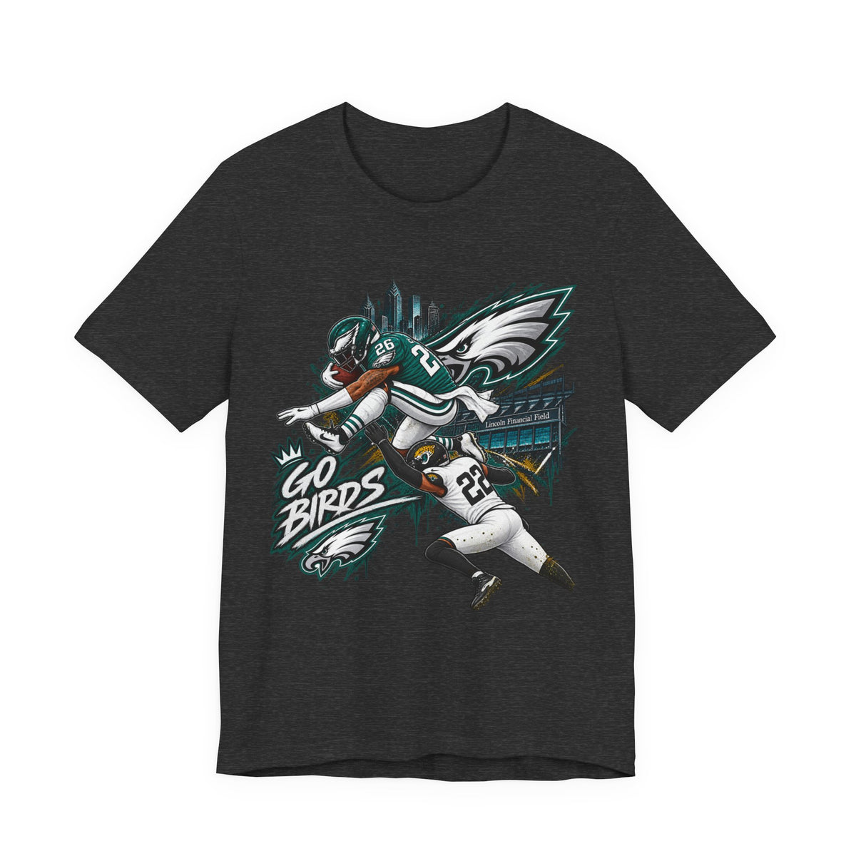 Saquon Barkley #26 Philadelphia Eagles Reverse Hurdle “Go Birds” Graphic Tee