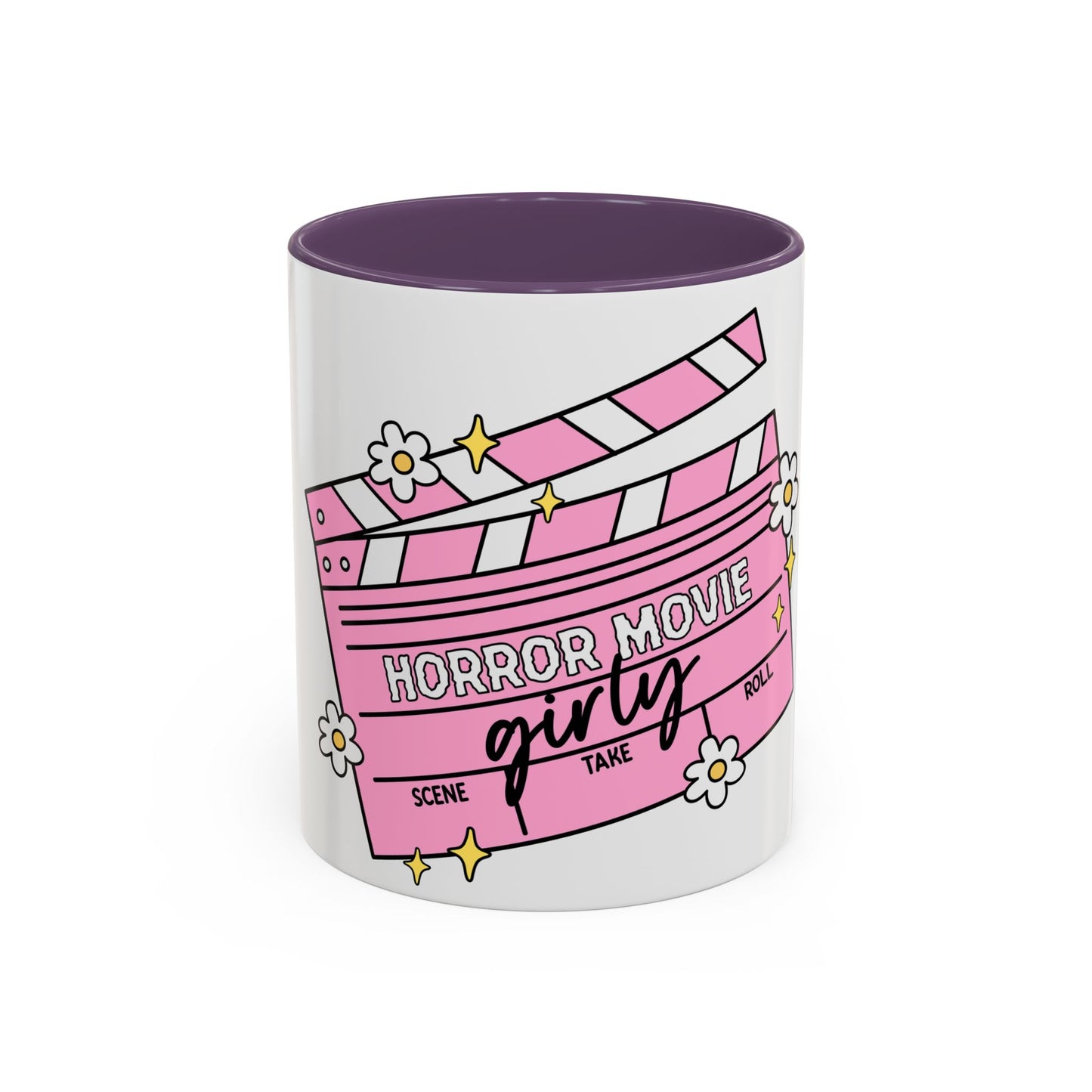 Horror Movie Girly Accent Coffee Mug – Pink Clapperboard Design (11/15oz)