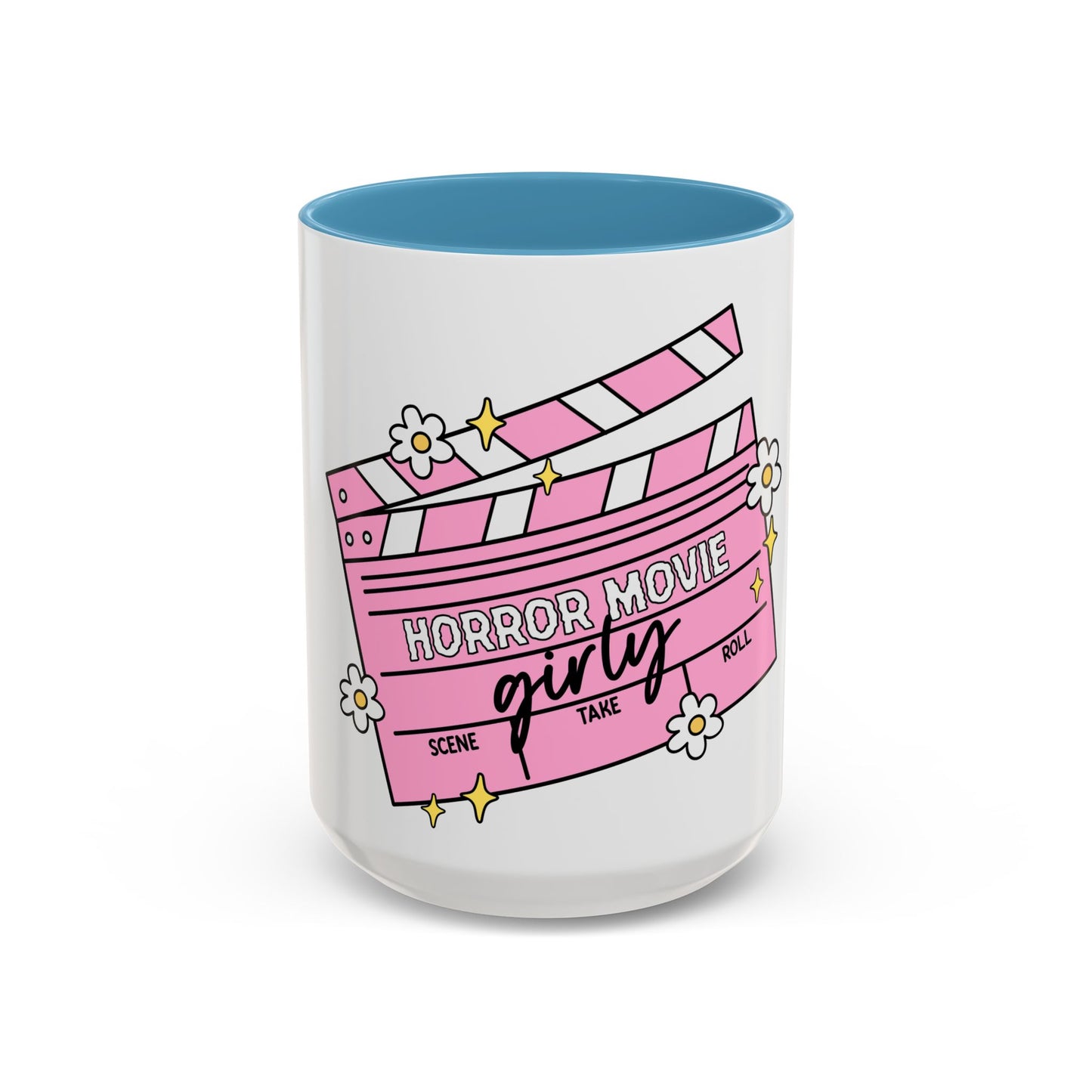 Horror Movie Girly Accent Coffee Mug – Pink Clapperboard Design (11/15oz)