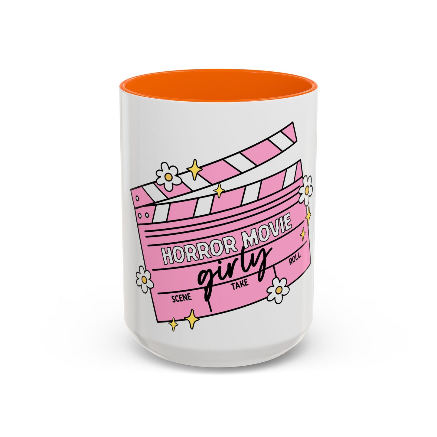 Horror Movie Girly Accent Coffee Mug – Pink Clapperboard Design (11/15oz)