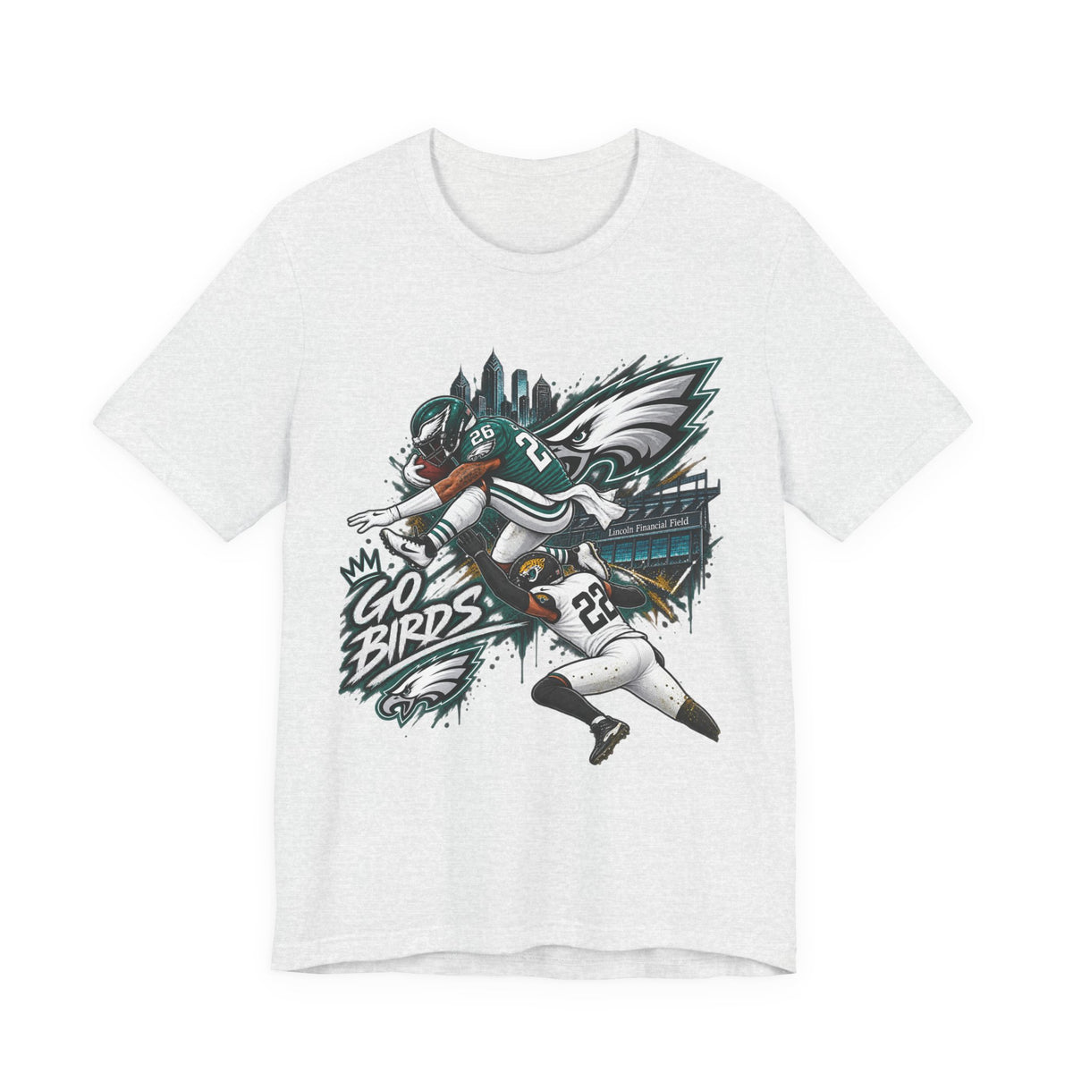 Saquon Barkley #26 Philadelphia Eagles Reverse Hurdle “Go Birds” Graphic Tee