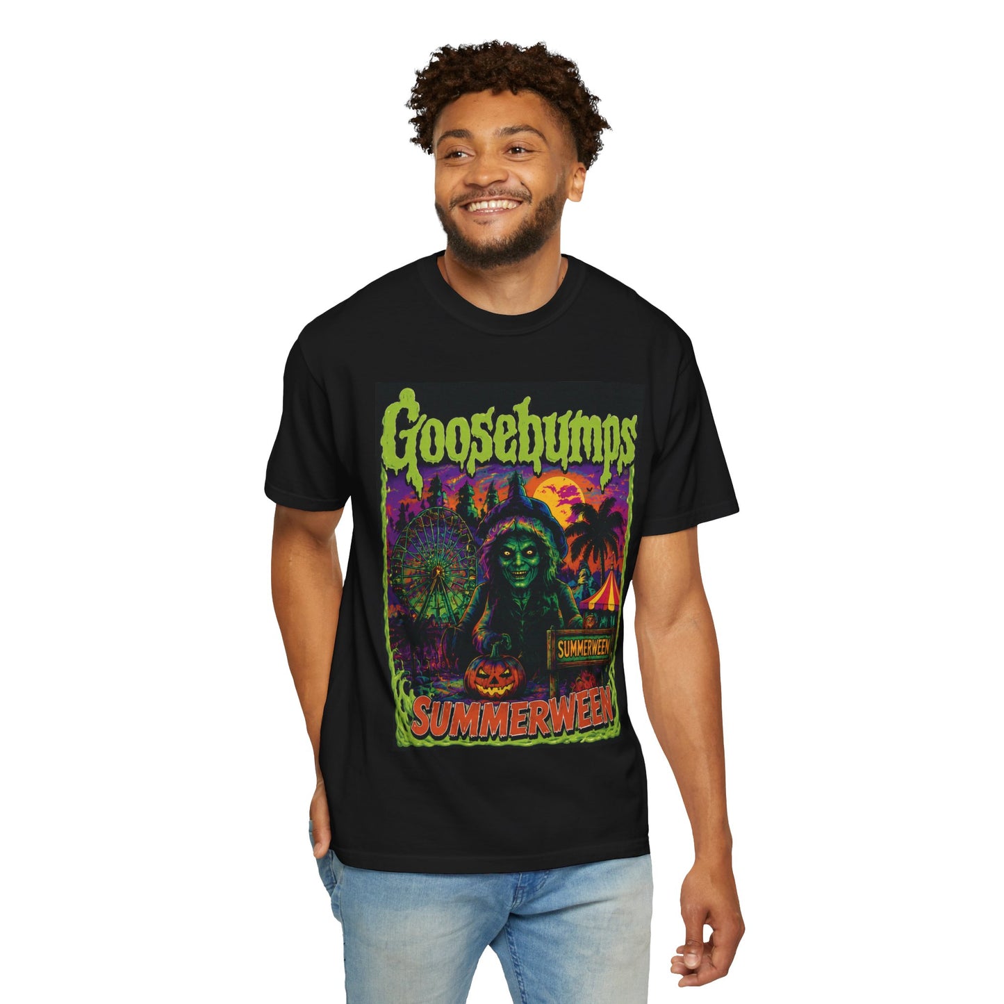 Goosebumps 'Summerween' Graphic T-Shirt — Retro Neon Horror Tee