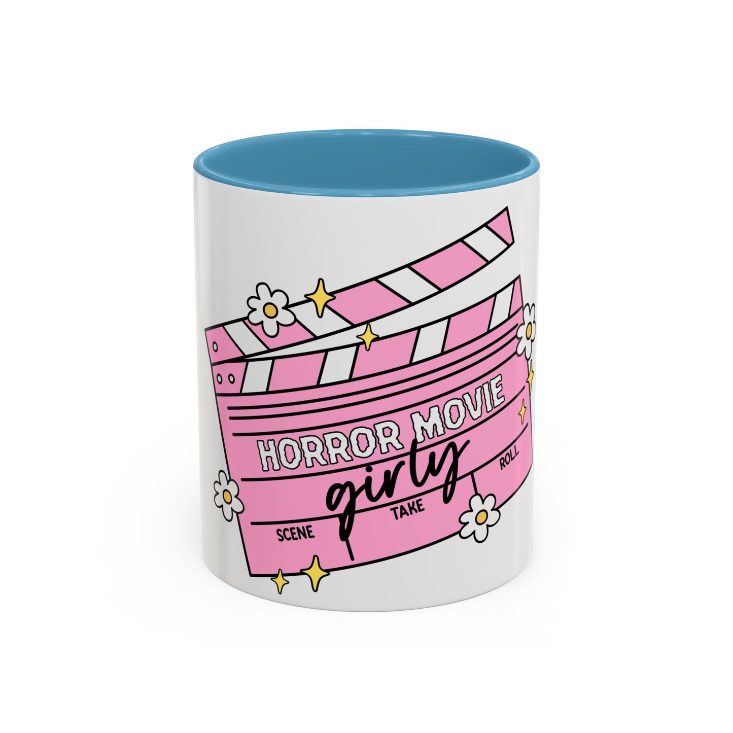 Horror Movie Girly Accent Coffee Mug – Pink Clapperboard Design (11/15oz)