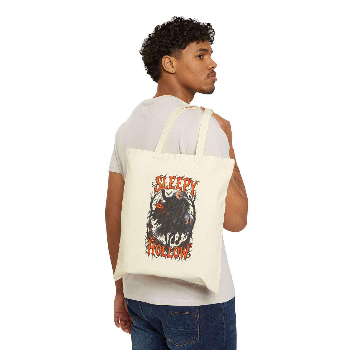 Sleepy Hollow Tote Bag — Vintage Headless Horseman Halloween Canvas Tote