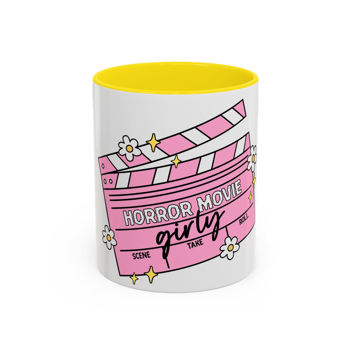 Horror Movie Girly Accent Coffee Mug – Pink Clapperboard Design (11/15oz)