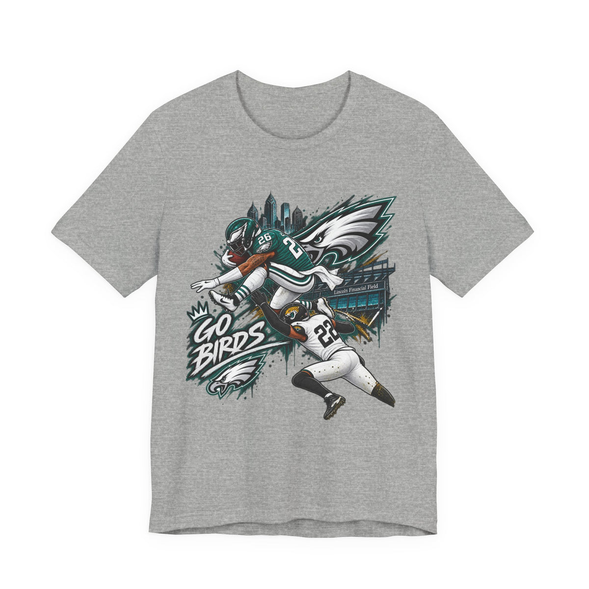 Saquon Barkley #26 Philadelphia Eagles Reverse Hurdle “Go Birds” Graphic Tee