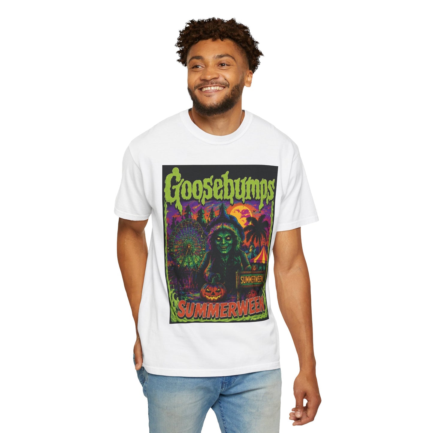 Goosebumps 'Summerween' Graphic T-Shirt — Retro Neon Horror Tee