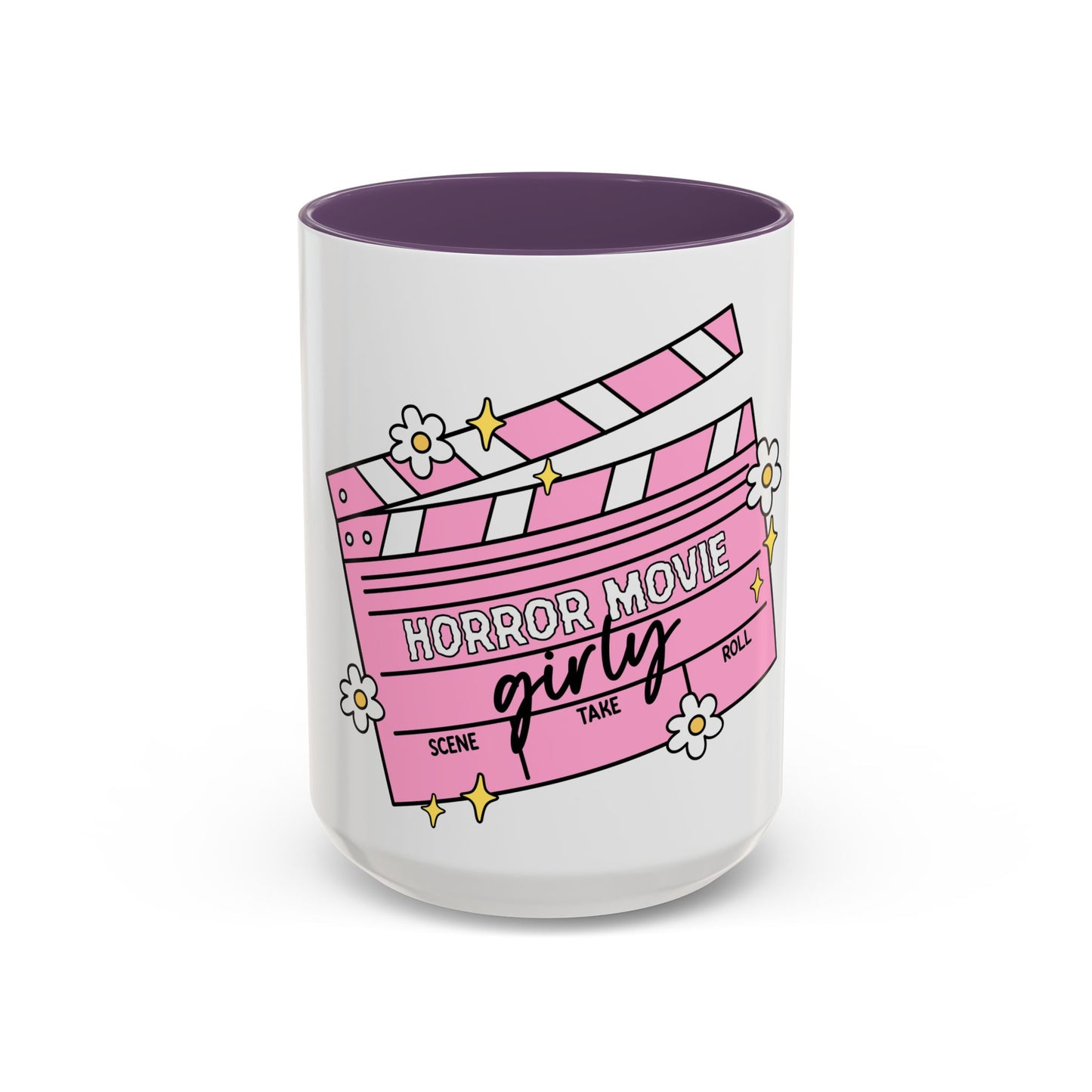 Horror Movie Girly Accent Coffee Mug – Pink Clapperboard Design (11/15oz)