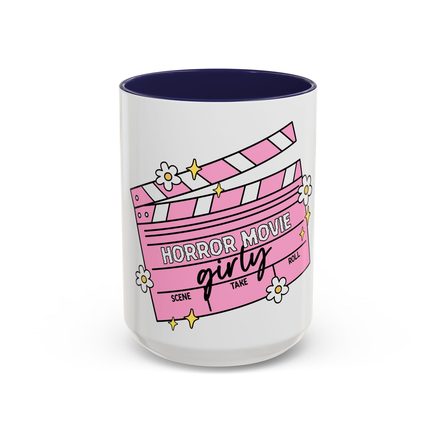 Horror Movie Girly Accent Coffee Mug – Pink Clapperboard Design (11/15oz)