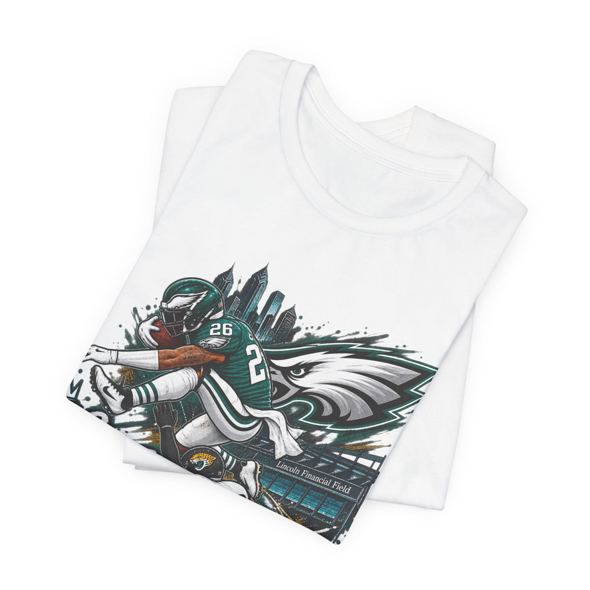 Saquon Barkley #26 Philadelphia Eagles Reverse Hurdle “Go Birds” Graphic Tee