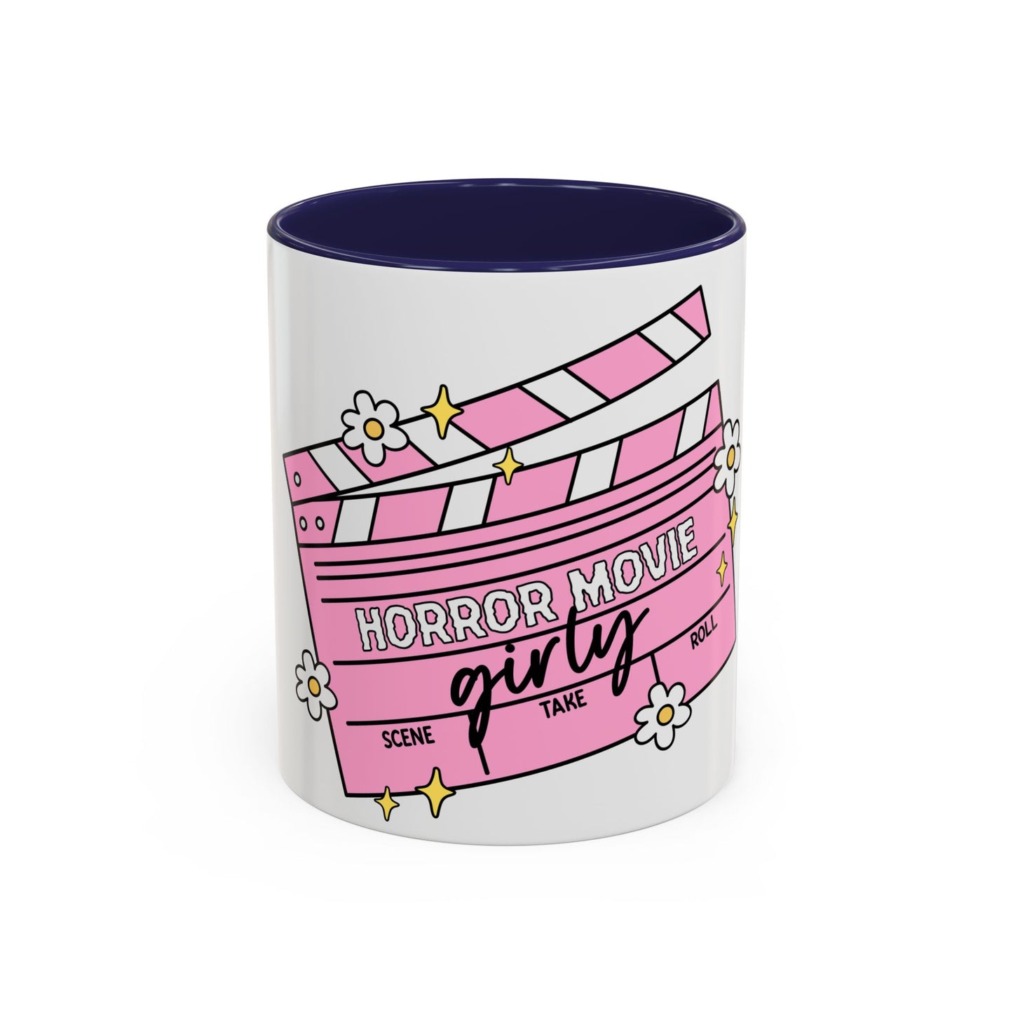 Horror Movie Girly Accent Coffee Mug – Pink Clapperboard Design (11/15oz)