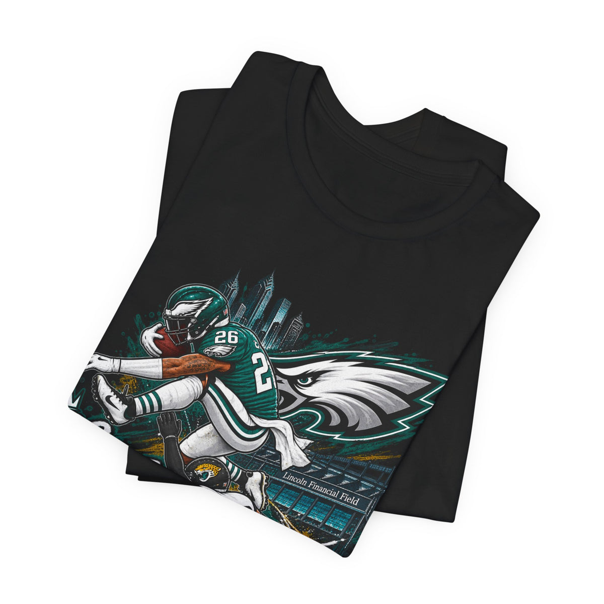 Saquon Barkley #26 Philadelphia Eagles Reverse Hurdle “Go Birds” Graphic Tee