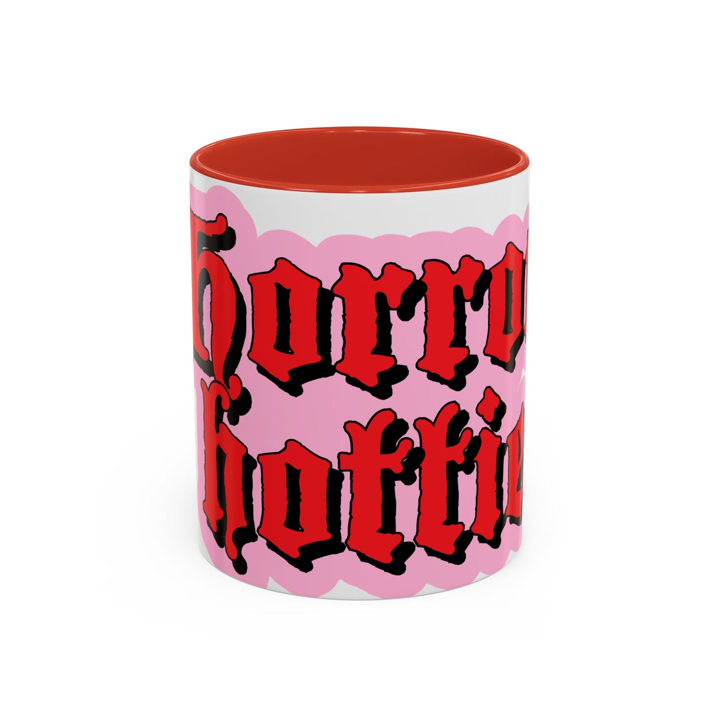 Horror Hottie Coffee Mug — Gothic Red Script Accent Mug