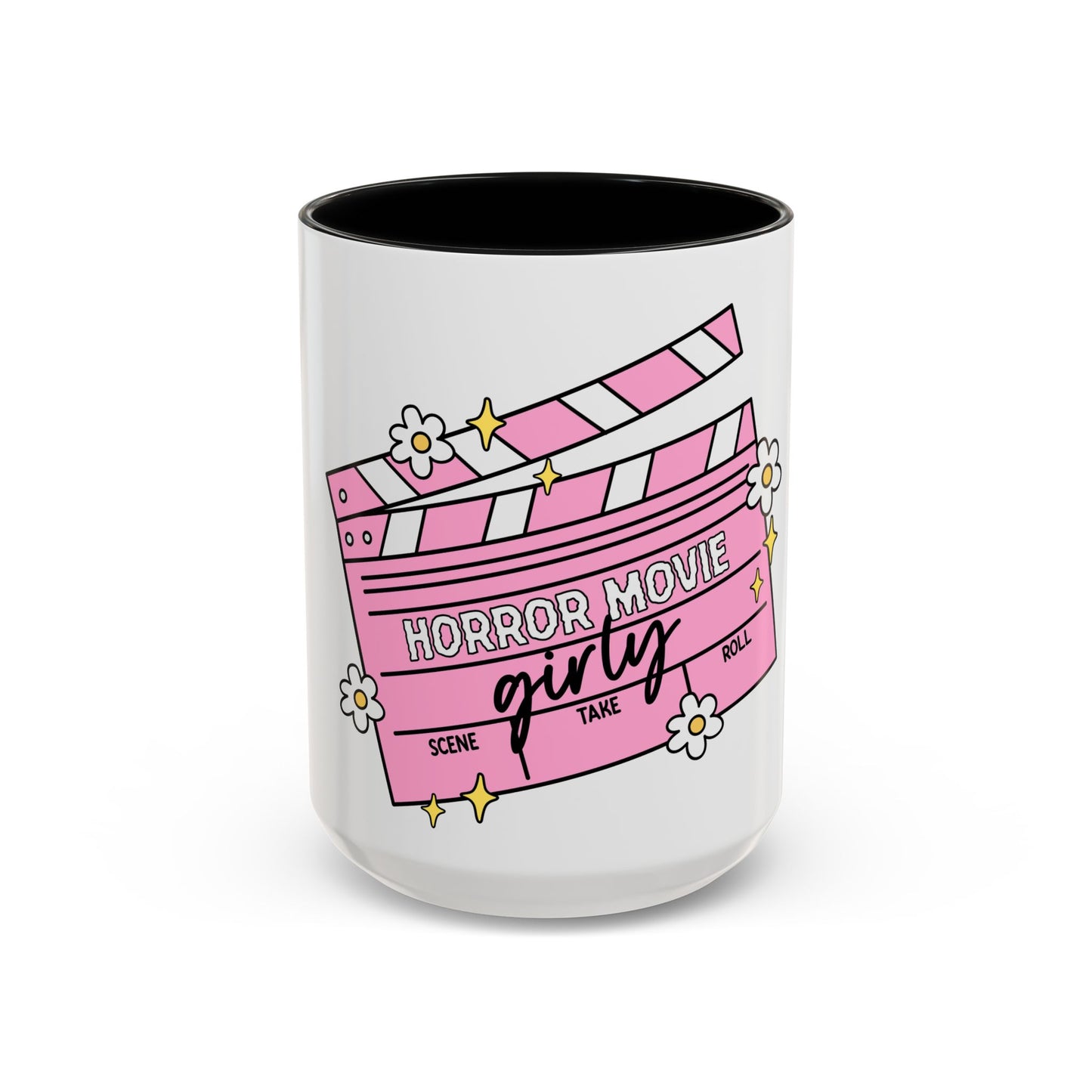 Horror Movie Girly Accent Coffee Mug – Pink Clapperboard Design (11/15oz)
