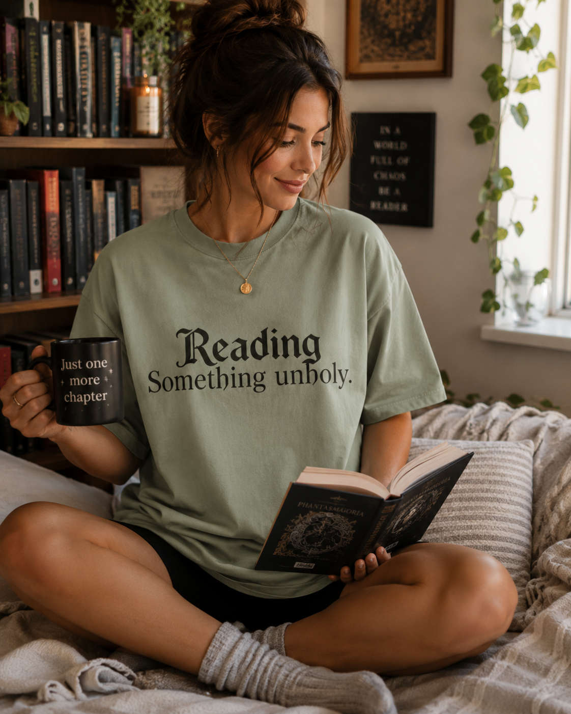 T-Shirt — "Reading Something Unholy" Graphic Tee