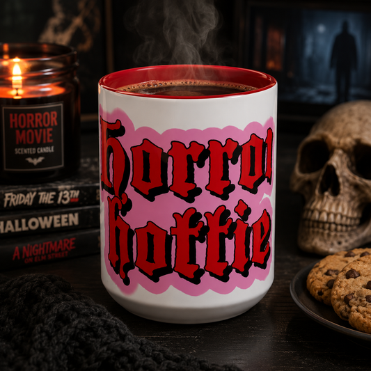 Horror Hottie Coffee Mug — Gothic Red Script Accent Mug