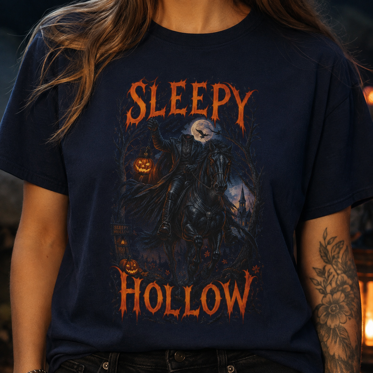 Sleepy Hollow Halloween Tee — "Heads Will Roll" Graphic T-Shirt