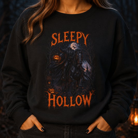 Sleepy Hollow Crewneck Sweatshirt – Gothic Pumpkin Head Design (“Heads Will Roll”)