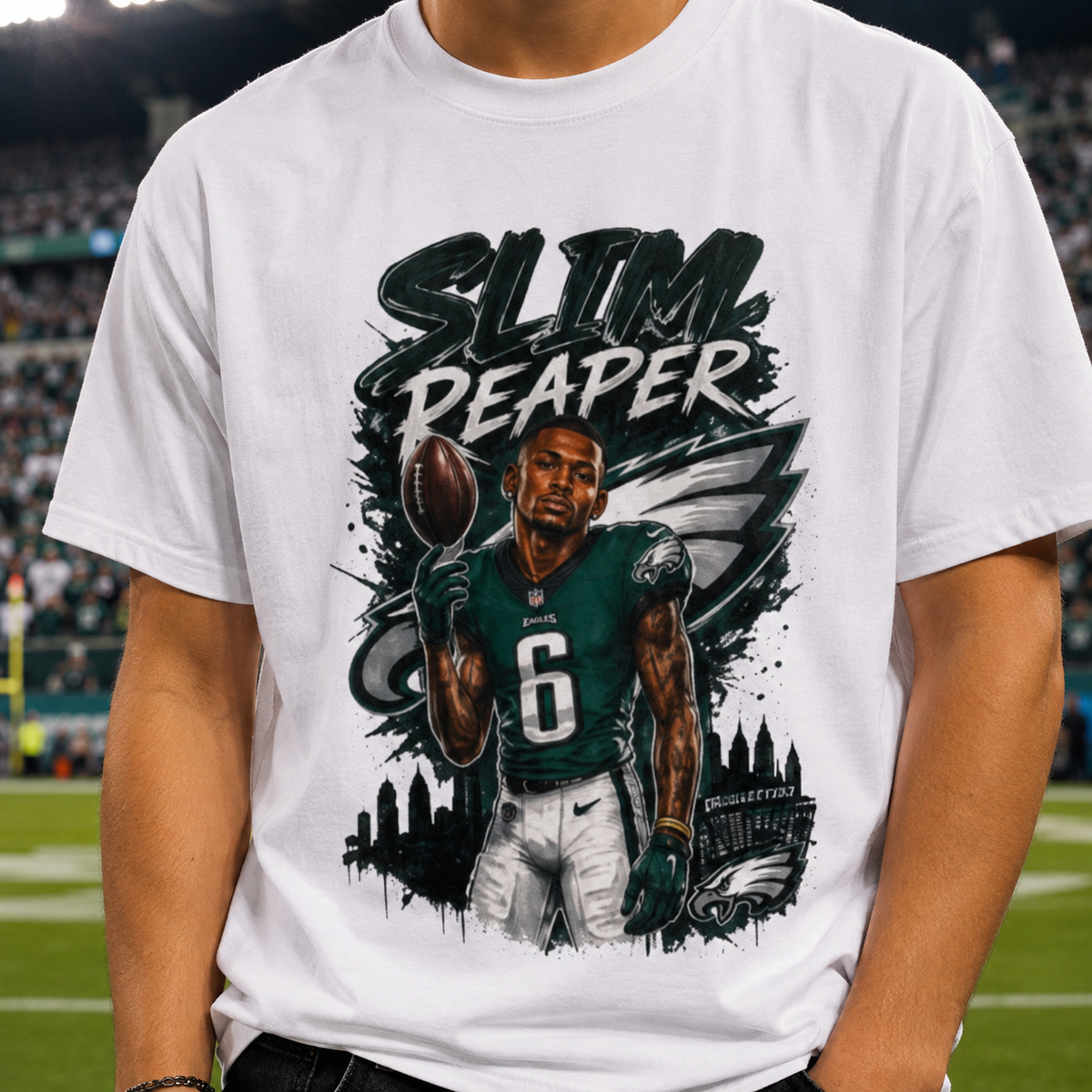 T-Shirt — 'Slim Reaper' Smitty #6 Devonta Smith Philadelphia Eagles Football Fan Tee