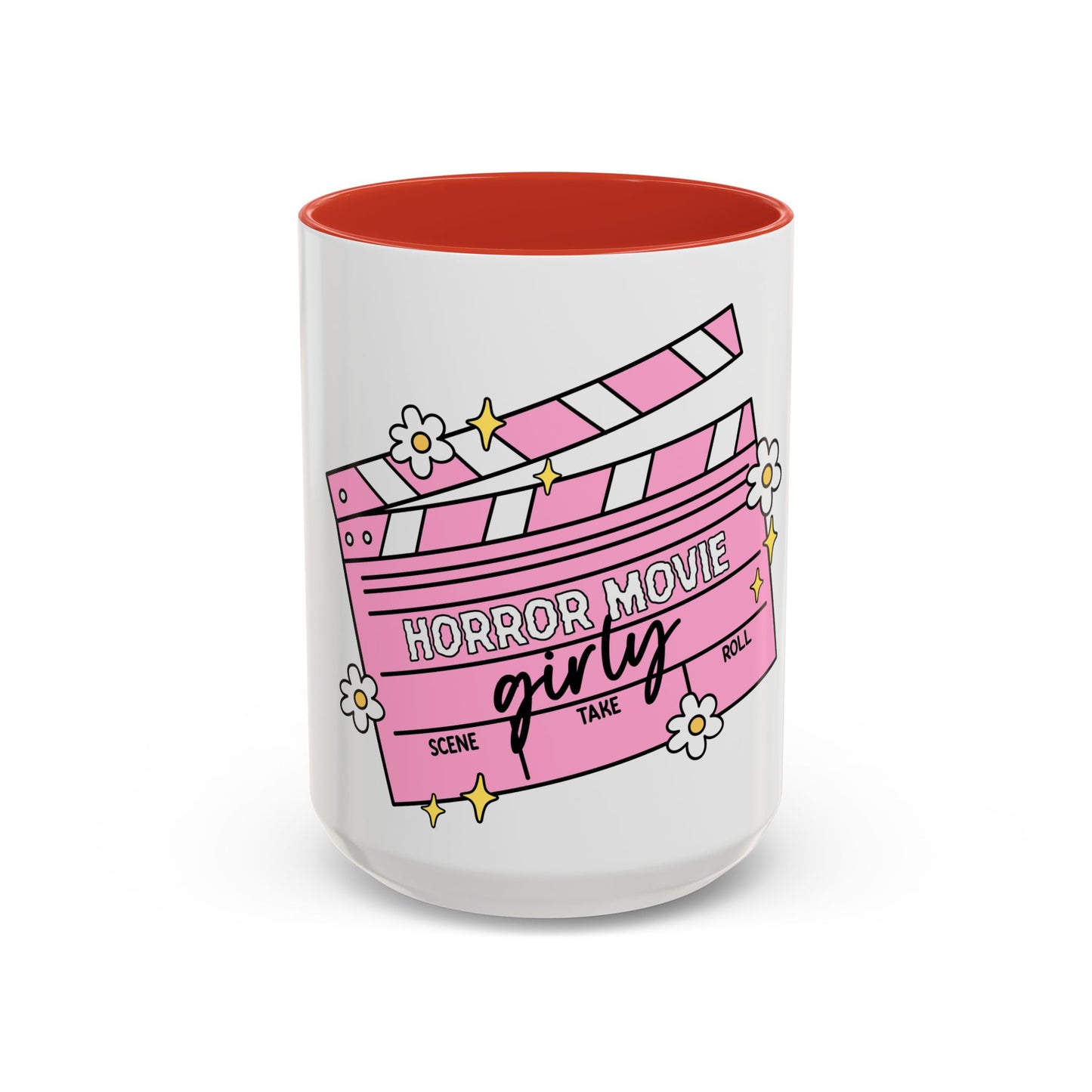 Horror Movie Girly Accent Coffee Mug – Pink Clapperboard Design (11/15oz)