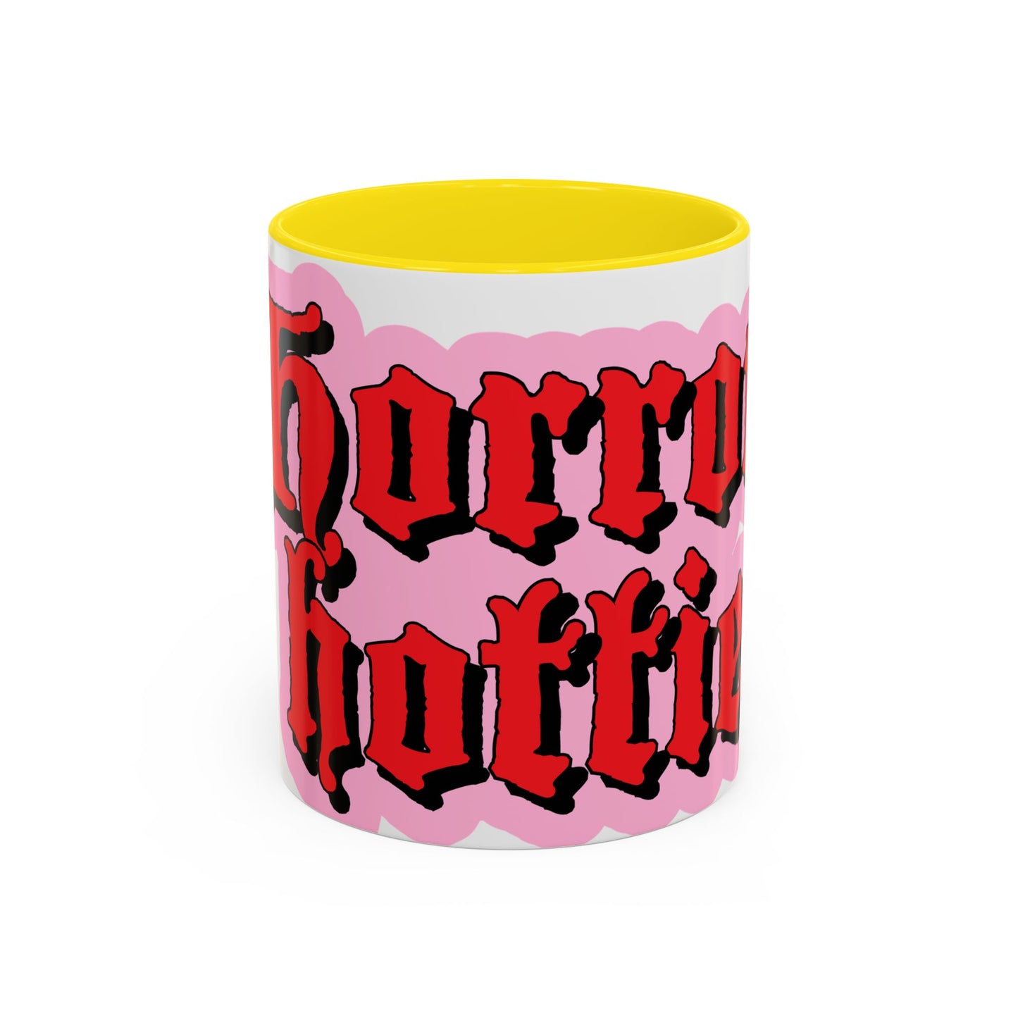 Horror Hottie Coffee Mug — Gothic Red Script Accent Mug