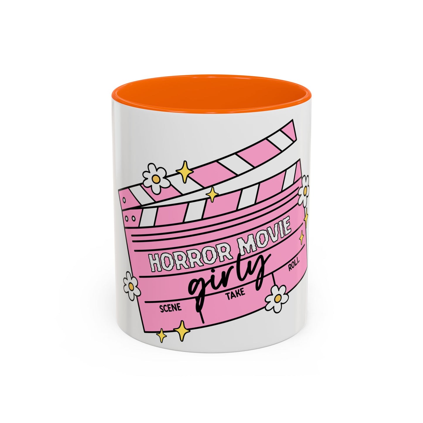 Horror Movie Girly Accent Coffee Mug – Pink Clapperboard Design (11/15oz)
