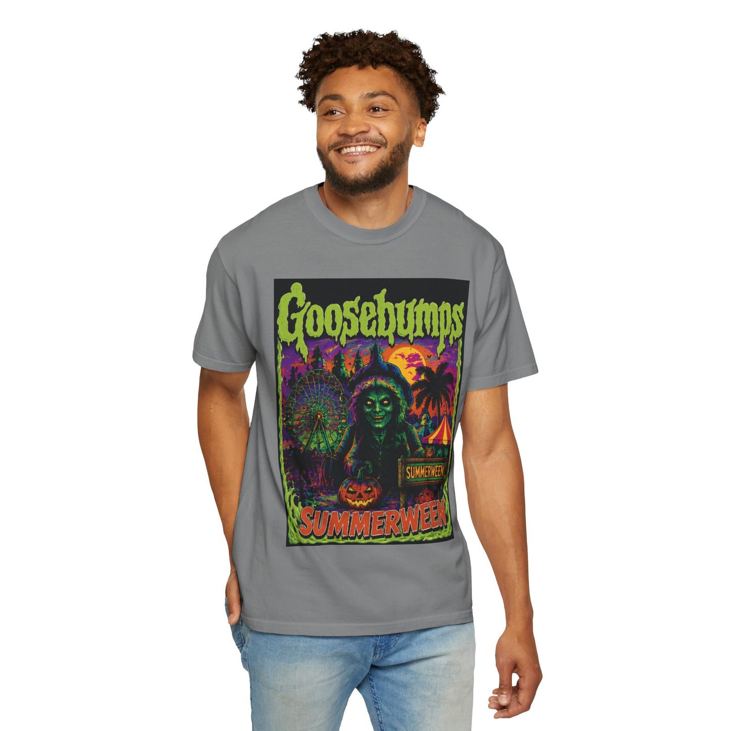 Goosebumps 'Summerween' Graphic T-Shirt — Retro Neon Horror Tee