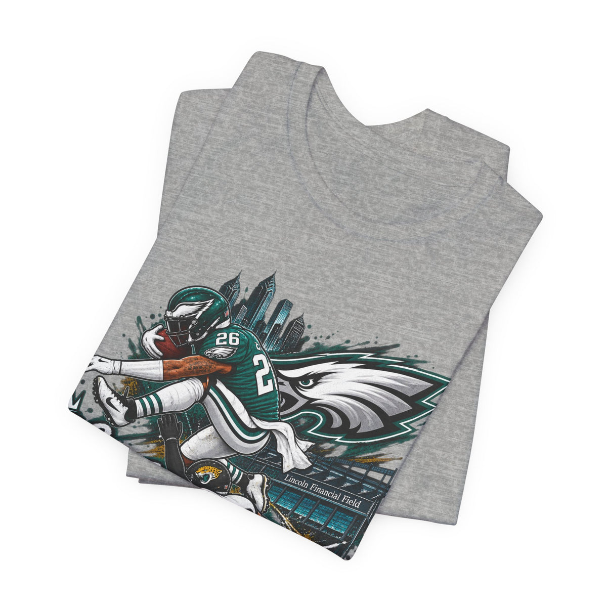 Saquon Barkley #26 Philadelphia Eagles Reverse Hurdle “Go Birds” Graphic Tee
