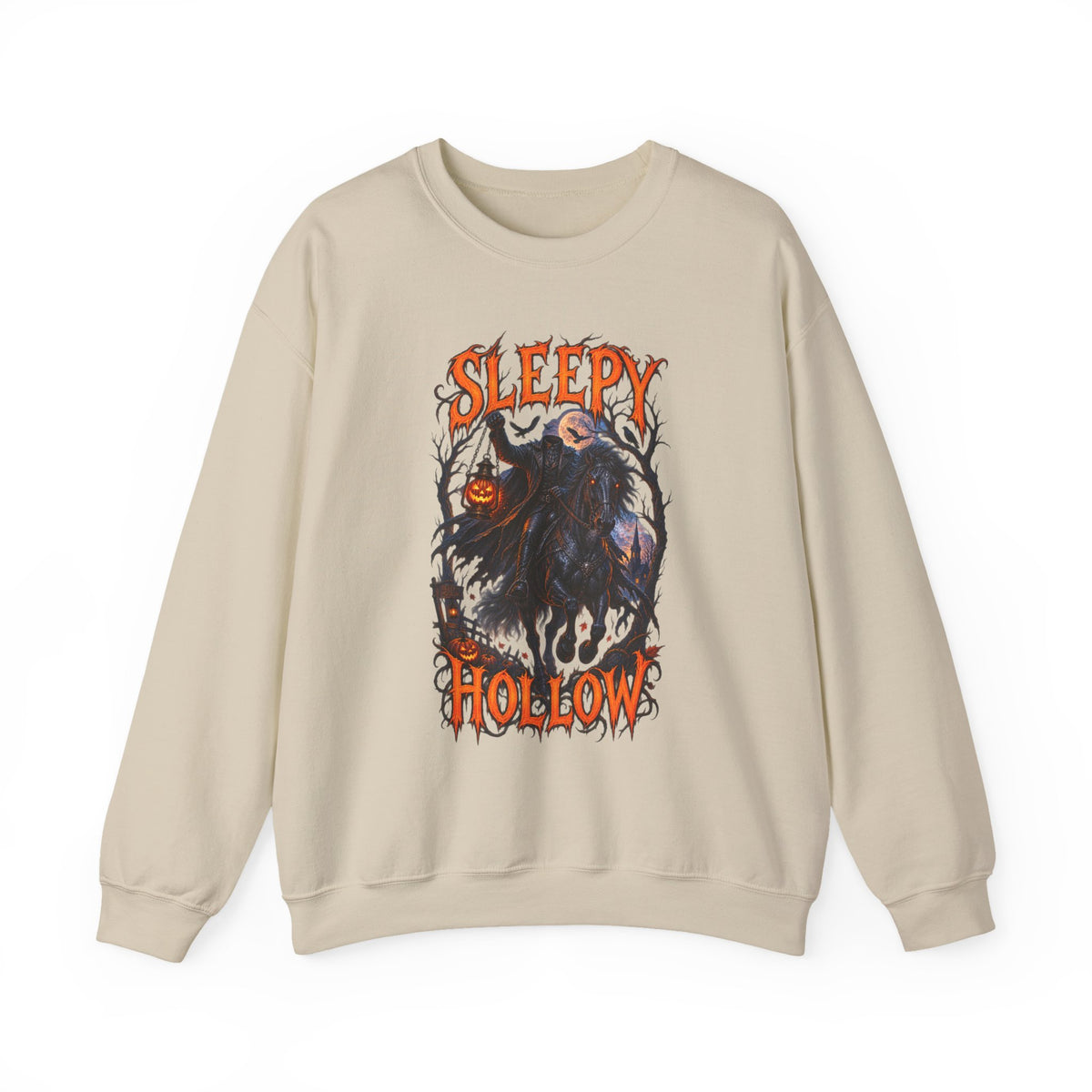 Sleepy Hollow Crewneck Sweatshirt – Gothic Pumpkin Head Design (“Heads Will Roll”)