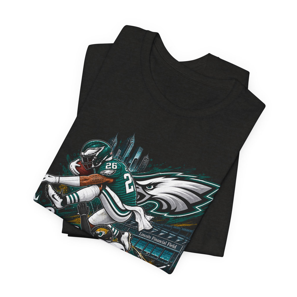 Saquon Barkley #26 Philadelphia Eagles Reverse Hurdle “Go Birds” Graphic Tee
