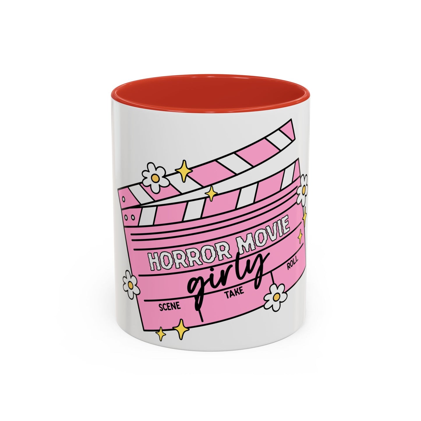 Horror Movie Girly Accent Coffee Mug – Pink Clapperboard Design (11/15oz)