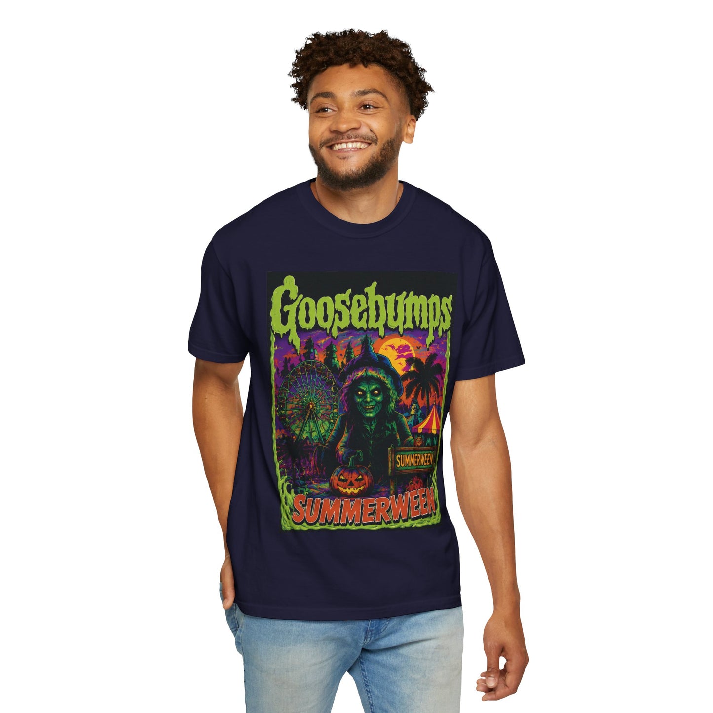 Goosebumps 'Summerween' Graphic T-Shirt — Retro Neon Horror Tee