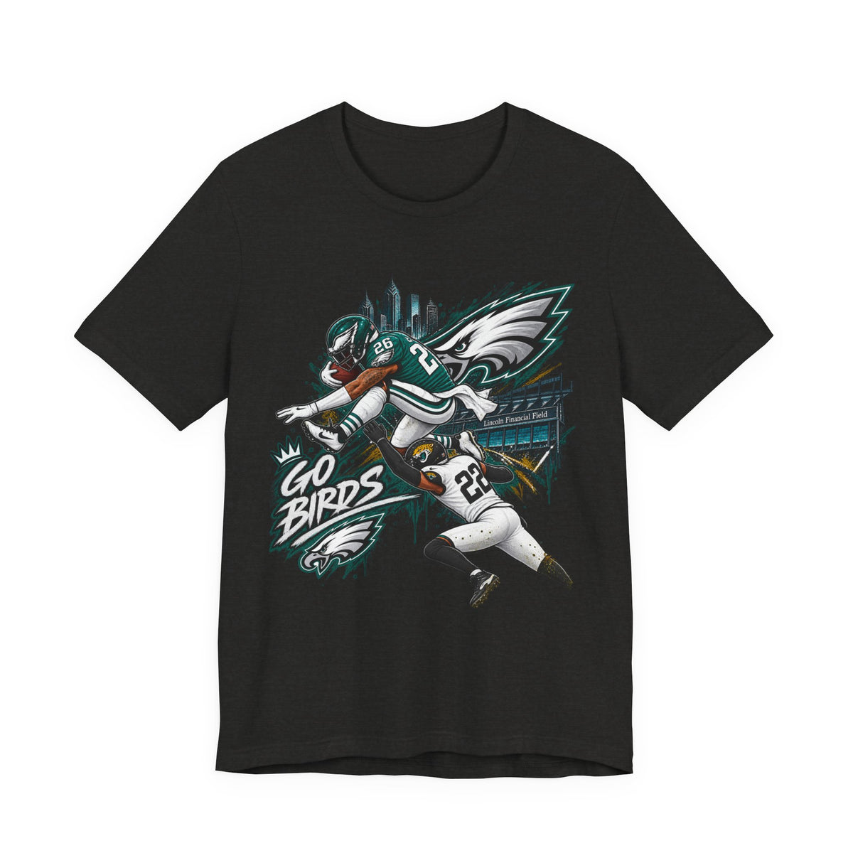 Saquon Barkley #26 Philadelphia Eagles Reverse Hurdle “Go Birds” Graphic Tee