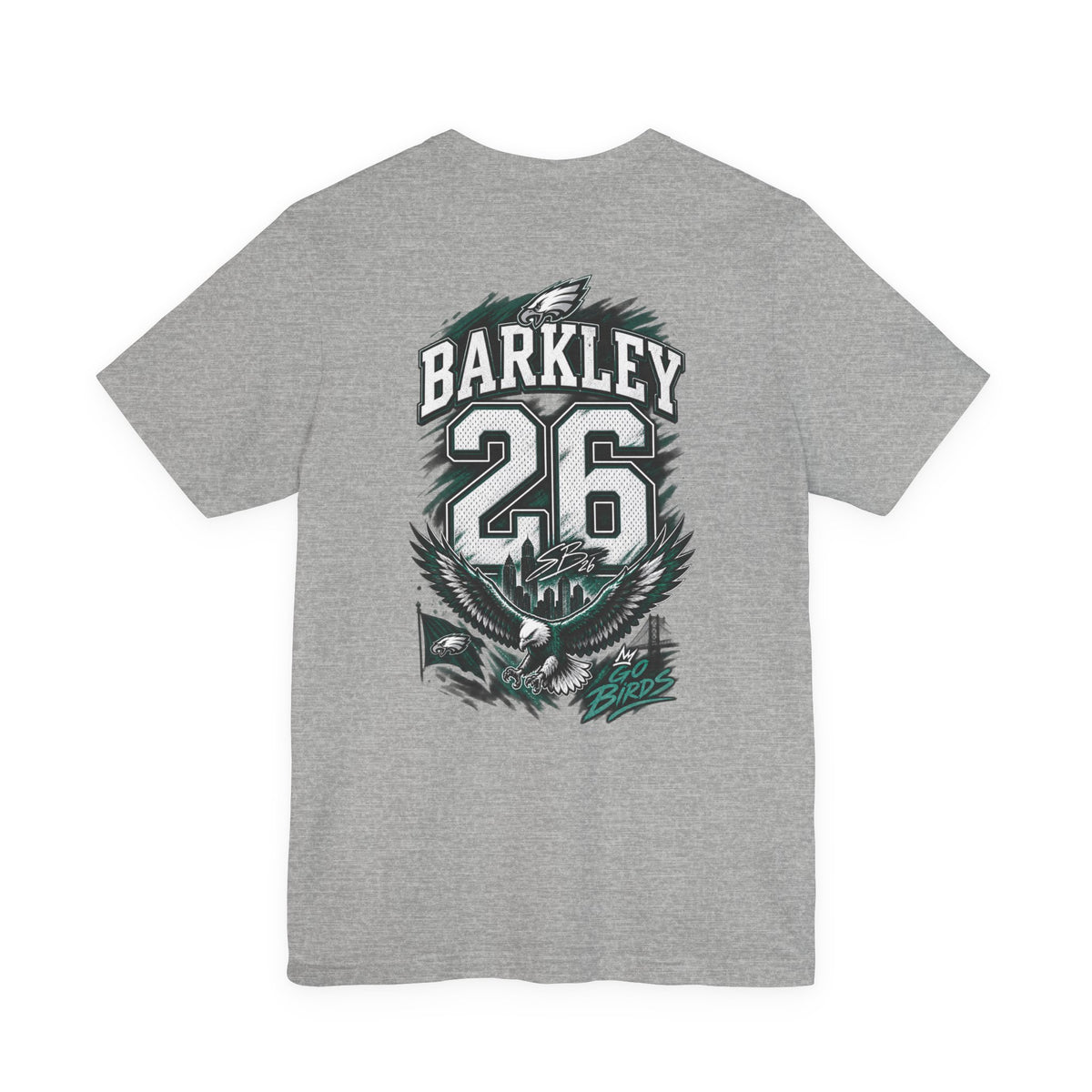 Saquon Barkley #26 Philadelphia Eagles Reverse Hurdle “Go Birds” Graphic Tee